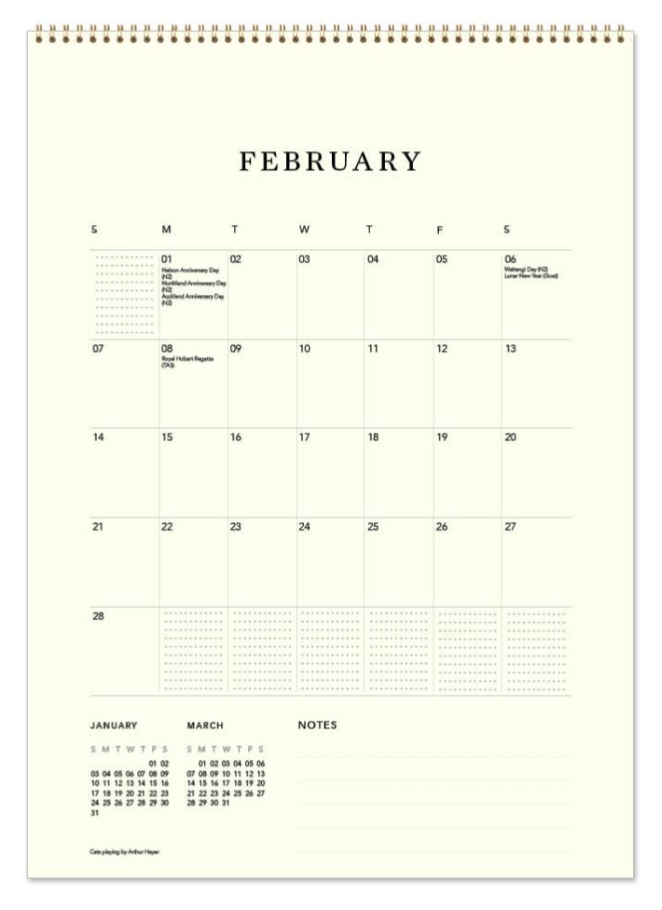 Vevoke Medium Calendar - Artful Cat