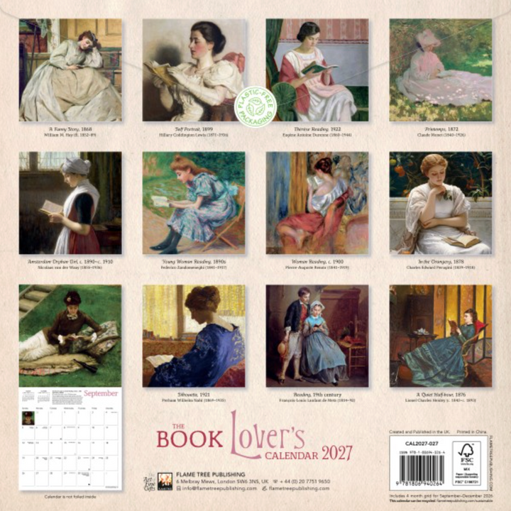 2027 Flame Tree Wall Calendar - The Book Lover's