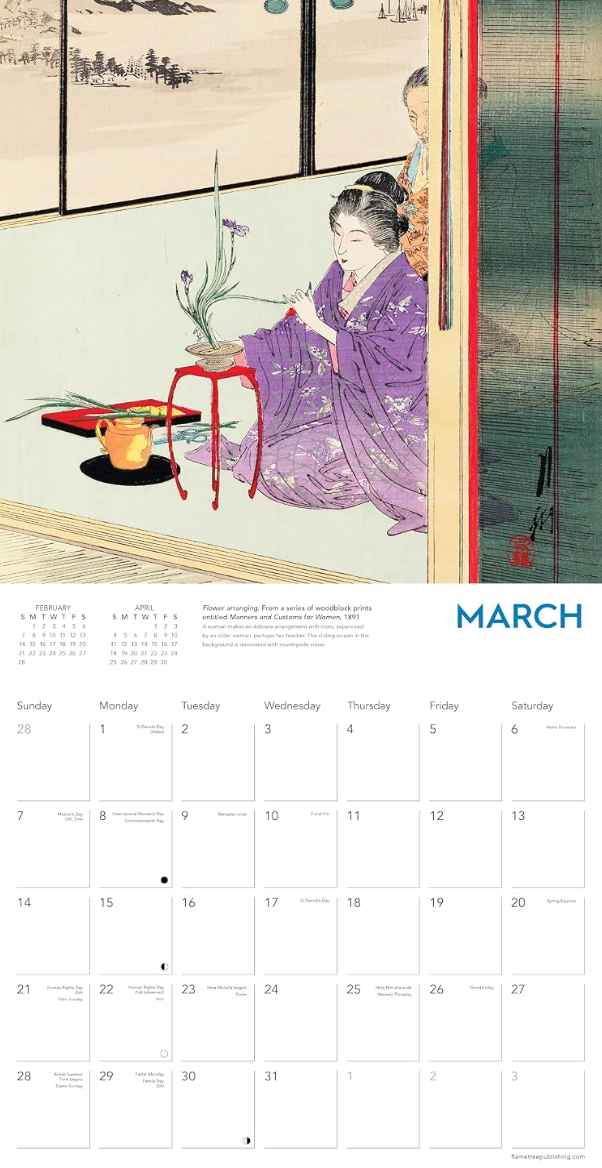 2027 Flame Tree Wall Calendar - Japanese Art by Ogata Gekko