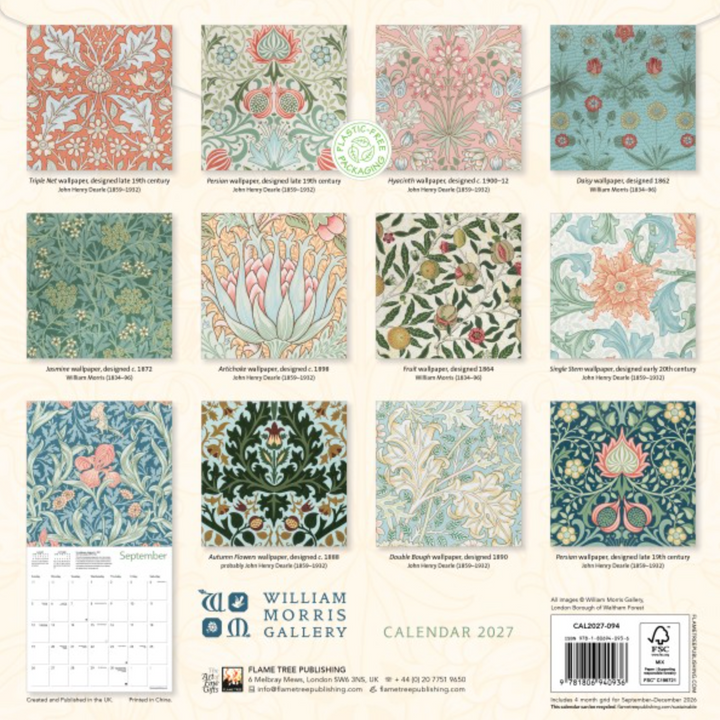 2027 Flame Tree Wall Calendar - William Morris Gallery