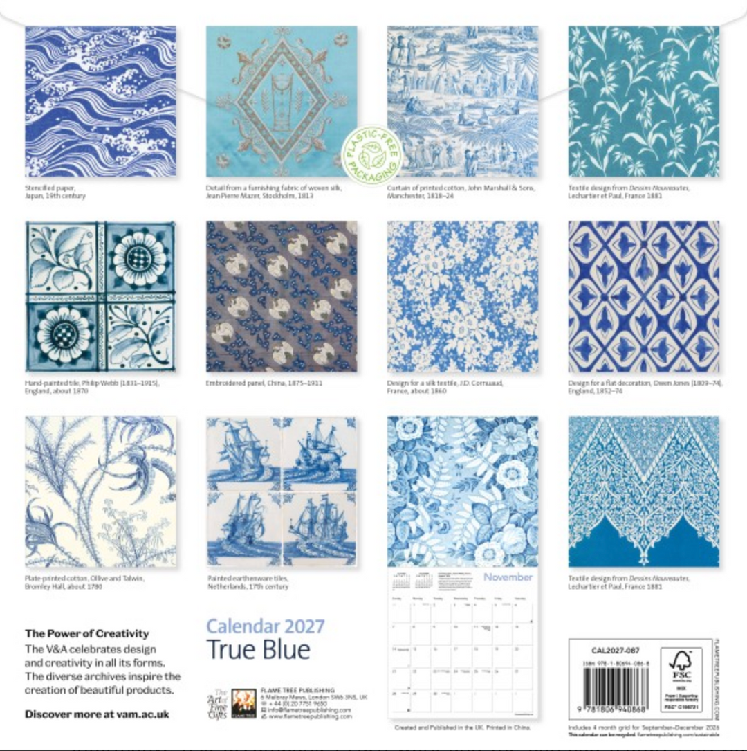 2027 Flame Tree Wall Calendar - True Blue
