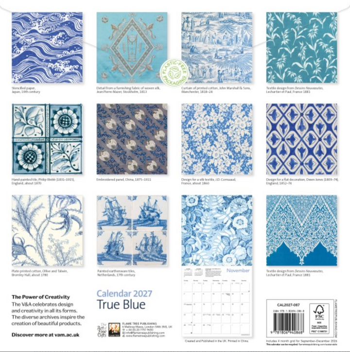 2027 Flame Tree Wall Calendar - True Blue