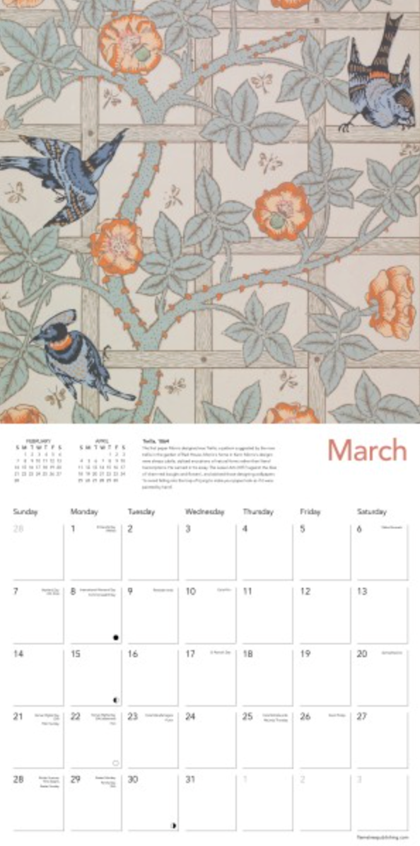 2027 Flame Tree Wall Calendar - William Morris Wallpapers