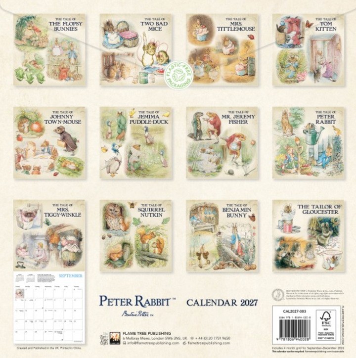 2027 Flame Tree Wall Calendar - Peter Rabbit