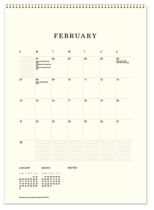 Vevoke Medium Calendar - Hans Christian Anderson
