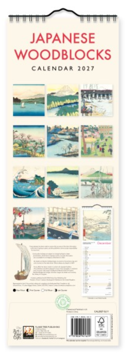 2027 Flame Tree Slim Calendar - Japanese Woodblocks