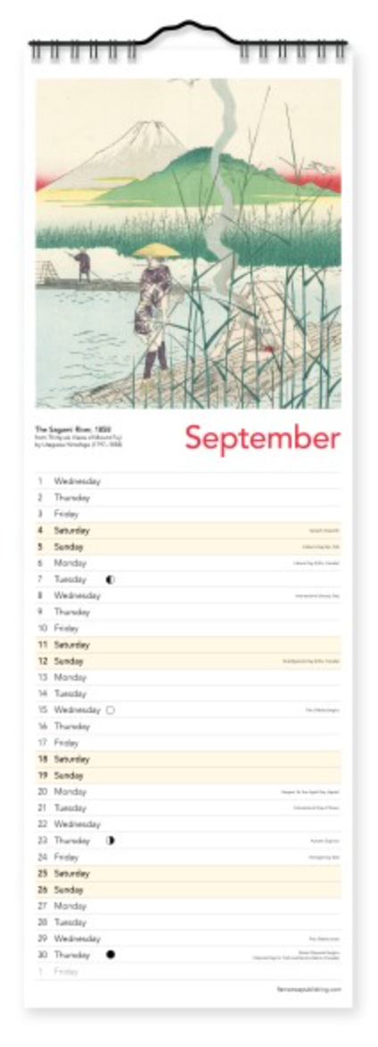 2027 Flame Tree Slim Calendar - Japanese Woodblocks