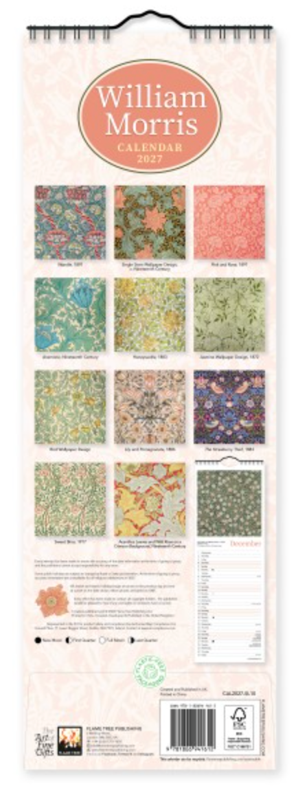 2027 Flame Tree Slim Calendar - William Morris