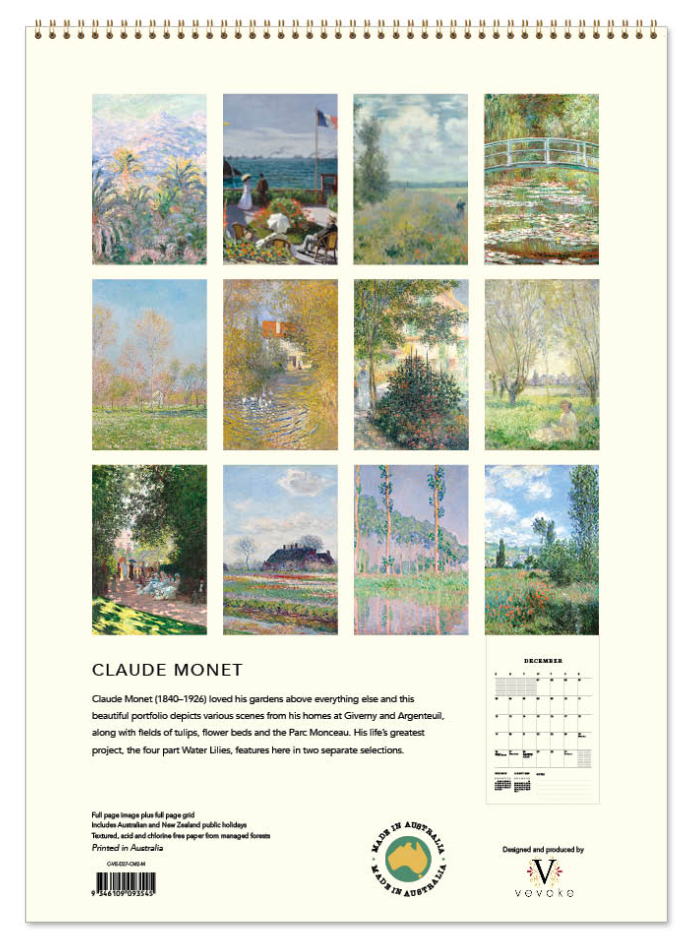 Vevoke Medium Calendar - Monet's Gardens