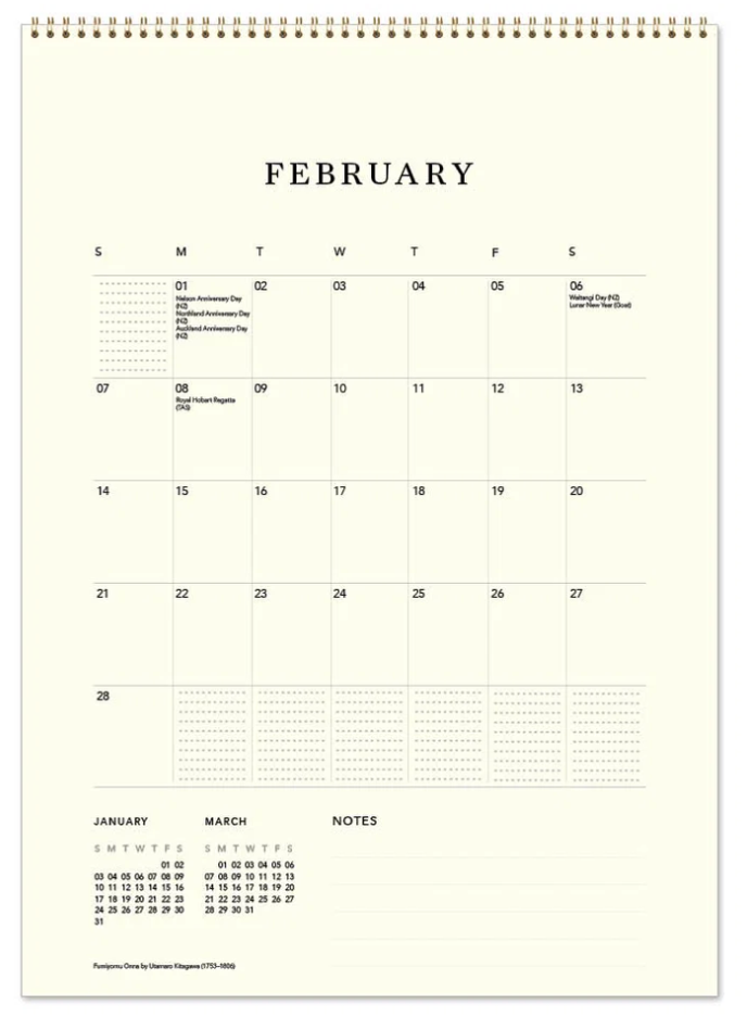 Vevoke Medium Calendar - Japanese Woodblock
