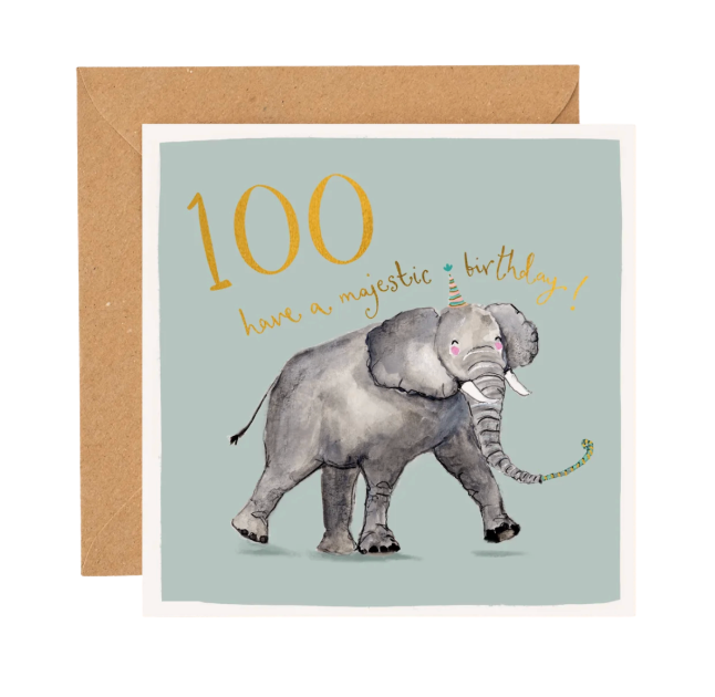 Louise Mulgrew Card - Happy Birthday Elephant 100th