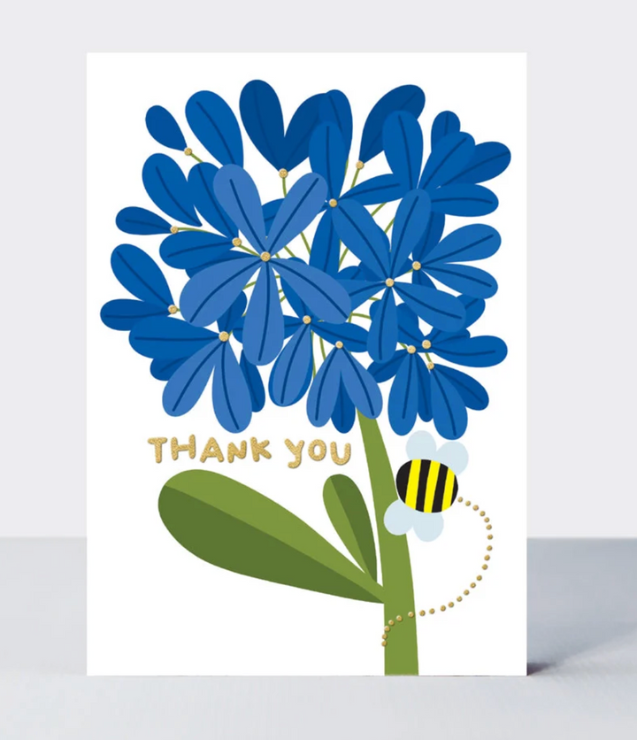 Rachel Ellen Designs Thank yOU Card - Blue Agapanthus Bee