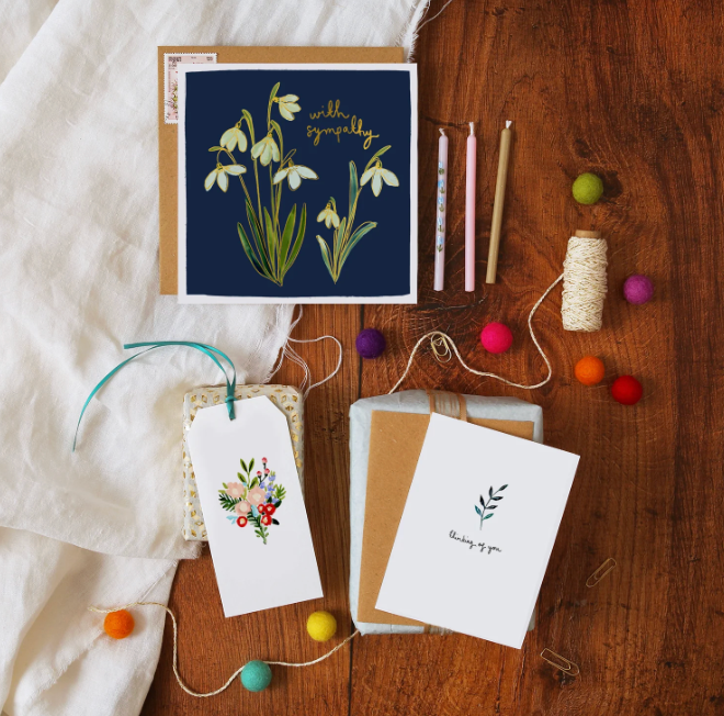 Louise Mulgrew Designs Card - Snowdrops With Sympathy