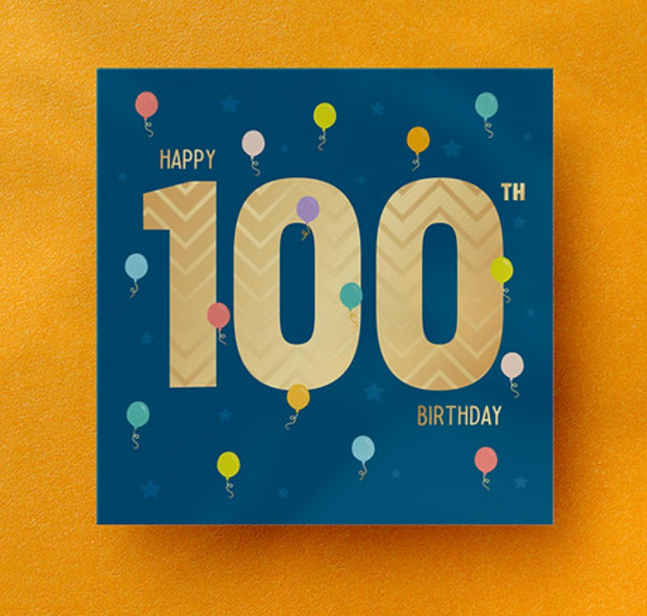 Heyyy Cards Card - Age 100 Blue