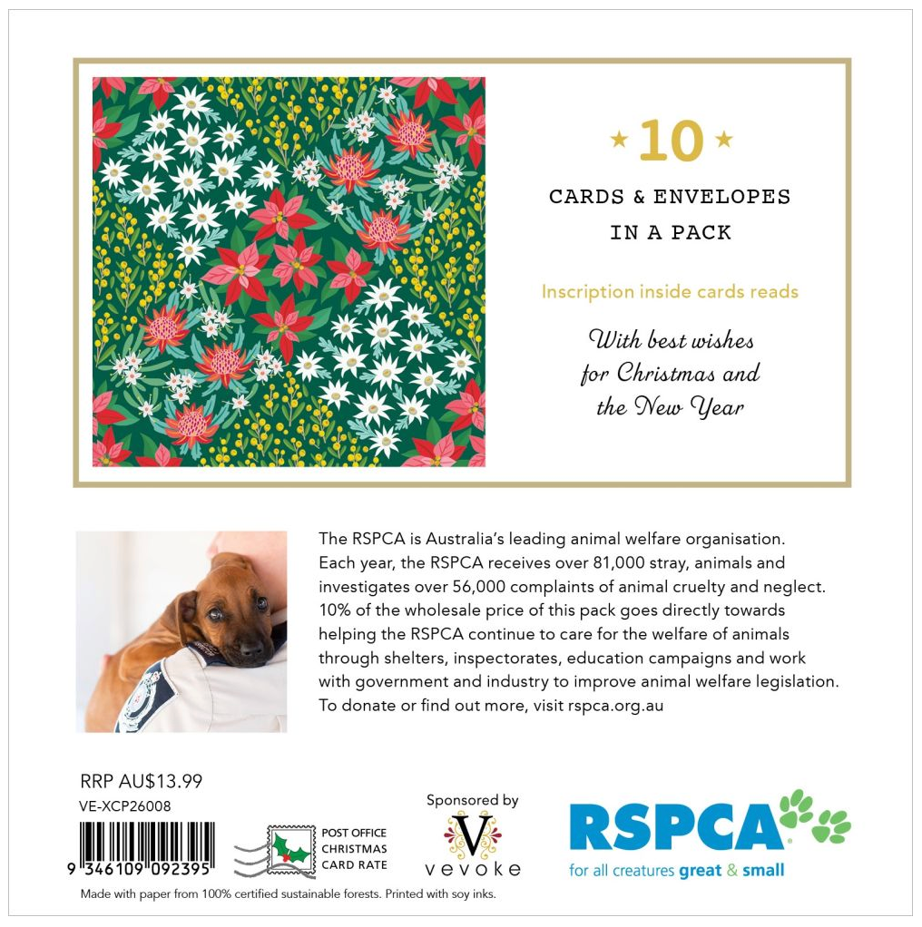 Christmas Card Wallet - RSPCA - Patchwork Flowers