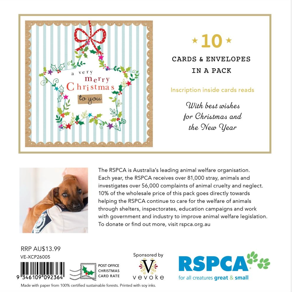 Christmas Card Wallet - RSPCA - Star Wreath