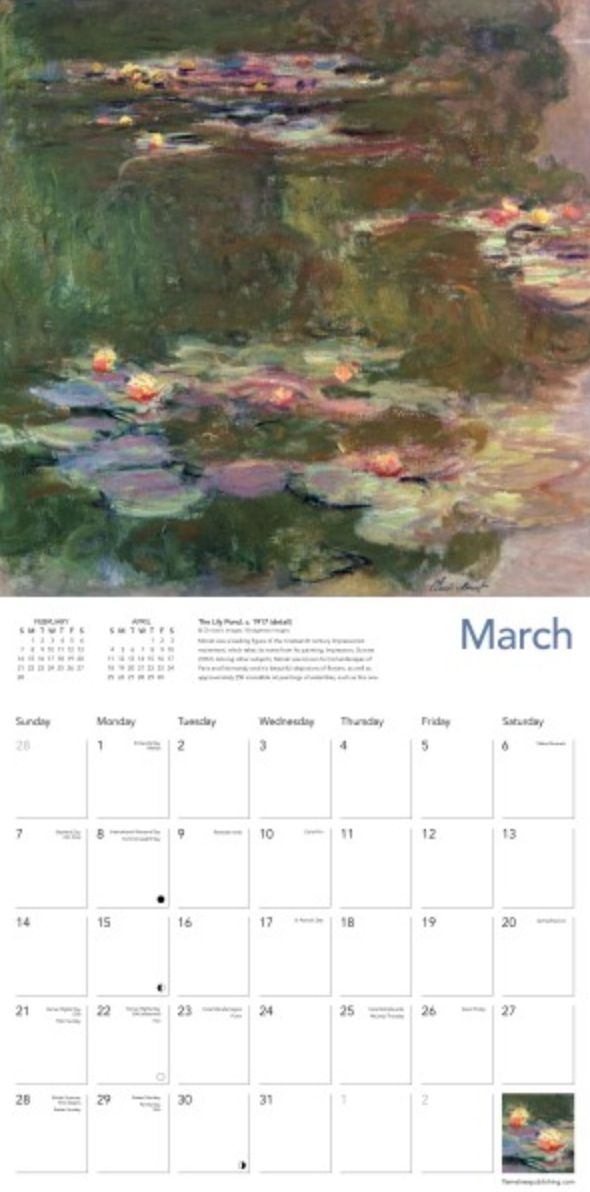 2027 Flame Tree Wall Calendar - Monet's Waterlilies