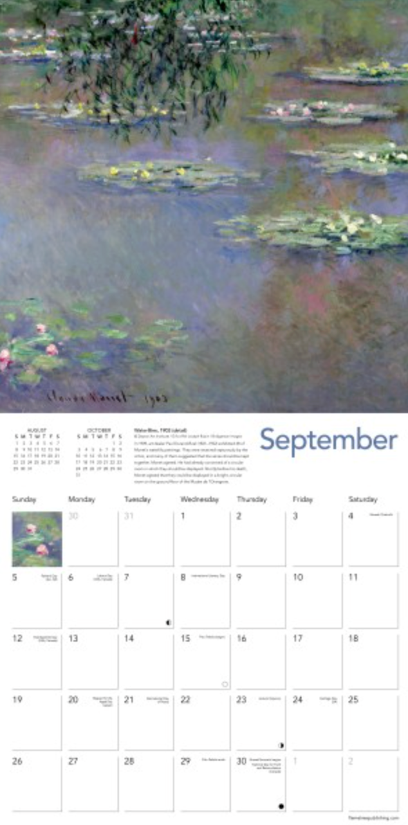 2027 Flame Tree Wall Calendar - Monet's Waterlilies