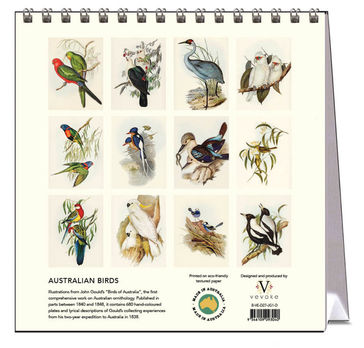 Vevoke Desk Calendar - Australian Birds - John Gould