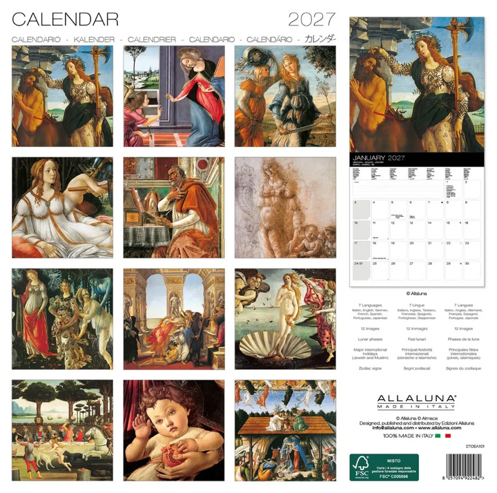 Allaluna 2027 Calendar - Botticelli