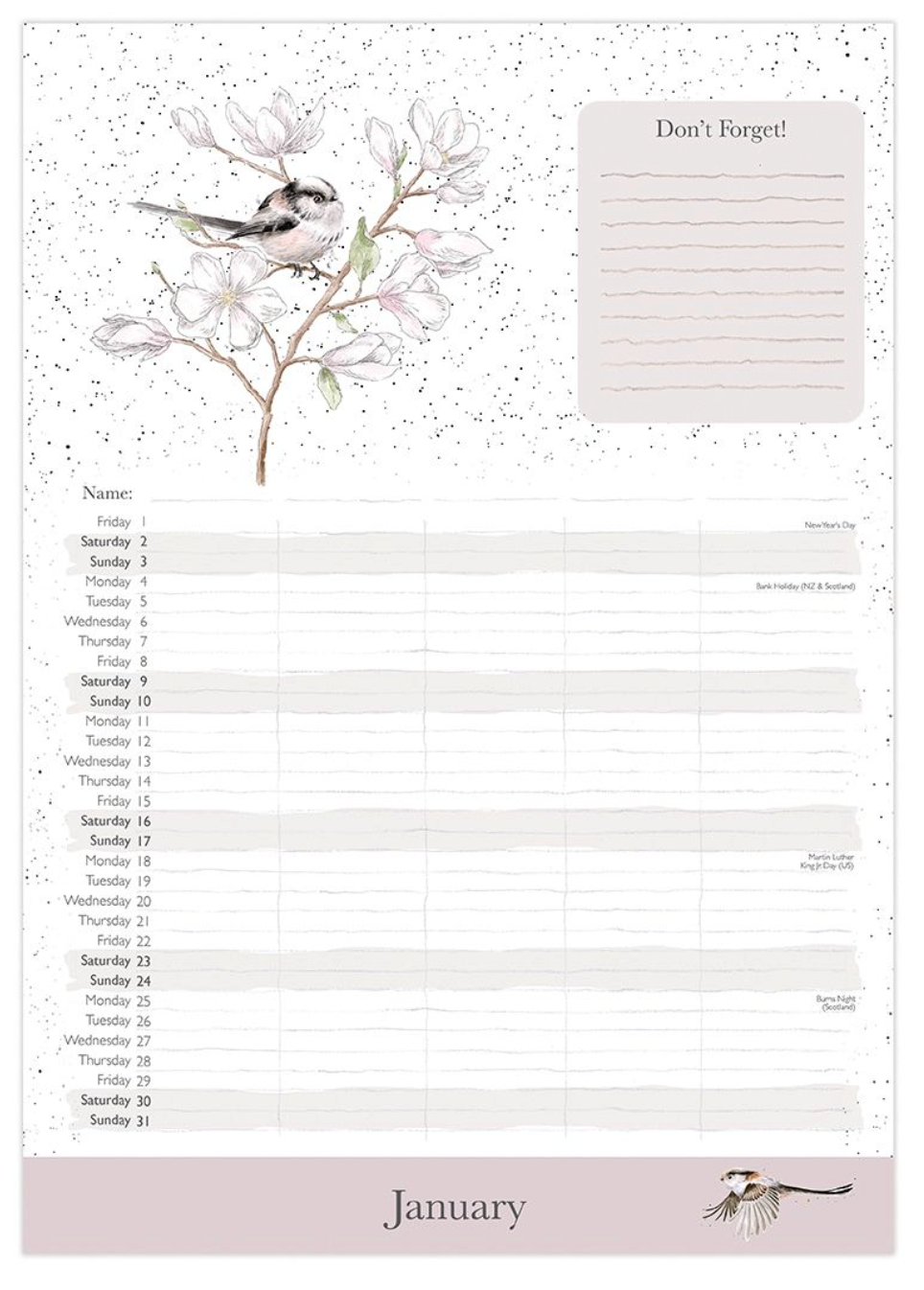 Wrendale Designs 2027 Family Organiser Calendar - Country Set
