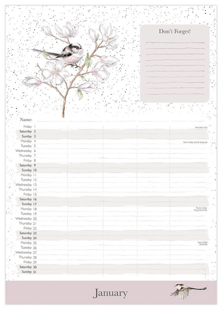 Wrendale Designs 2027 Family Organiser Calendar - Country Set