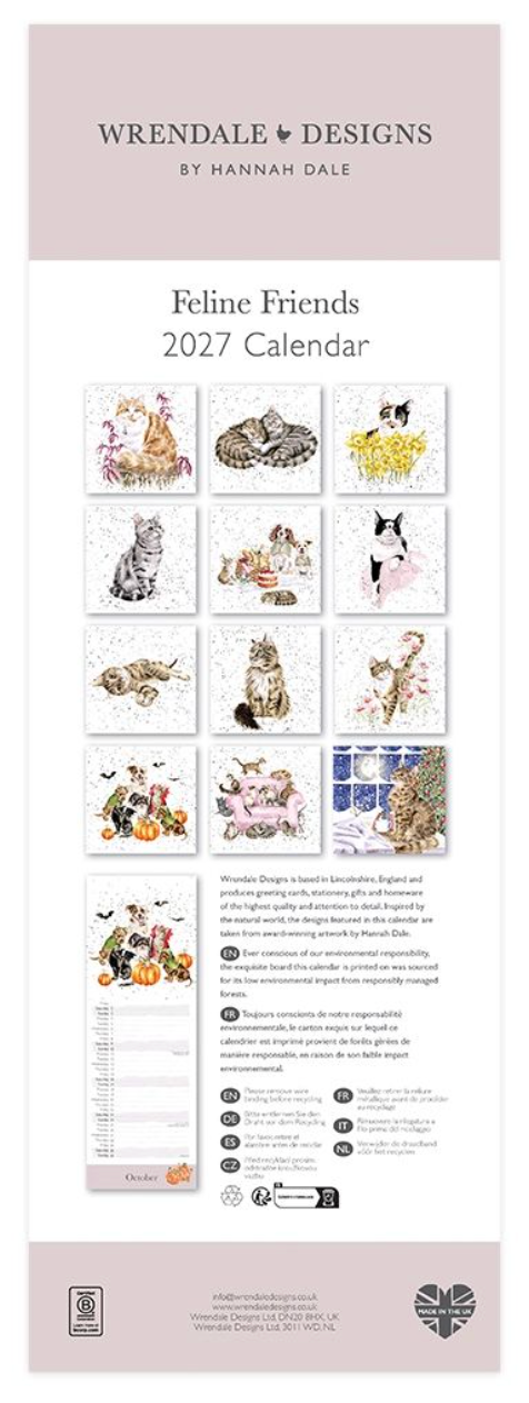 Wrendale Designs 2027 Slim Calendar - Feline Friends