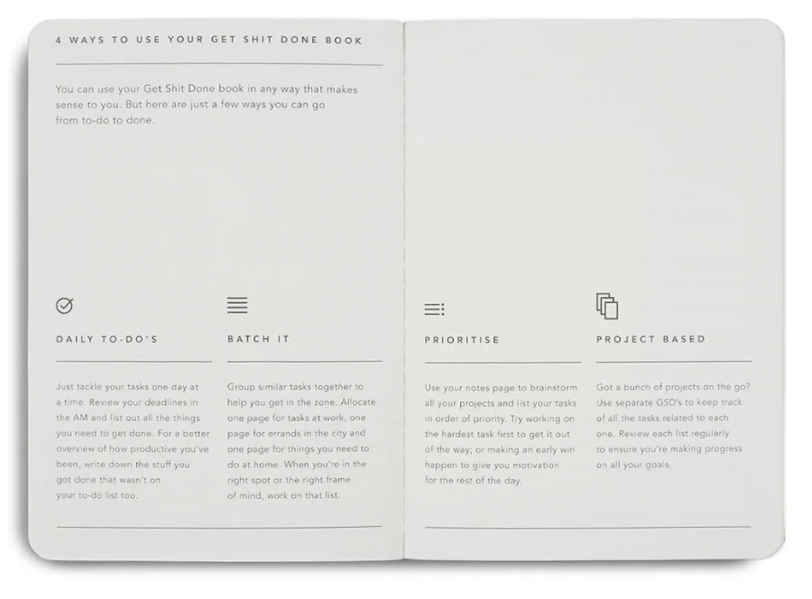 MiGoals A6 Get Shit Done l Notebook, Soft Cover - Sea Green