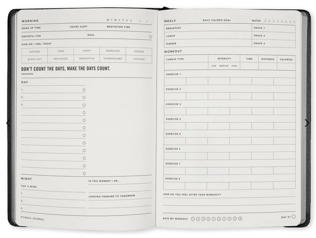 MiGoals A5 Fitness Journal - Black