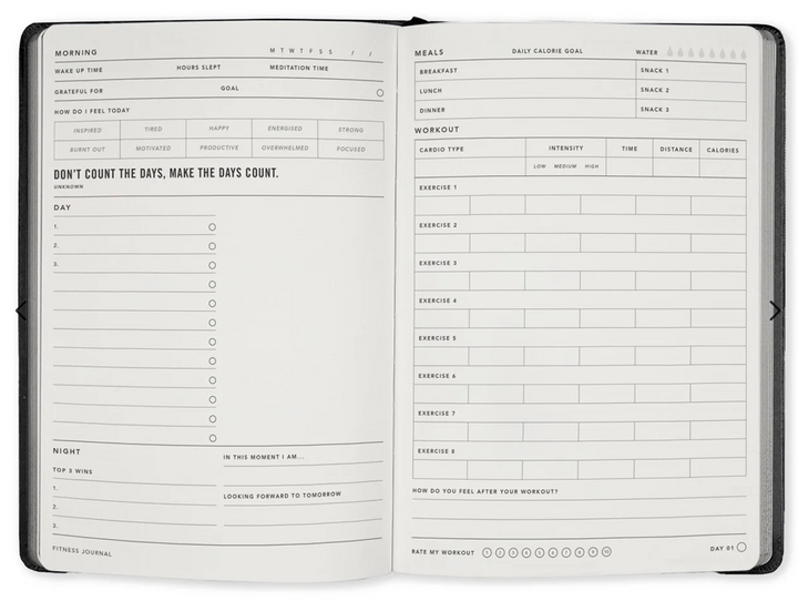 MiGoals A5 Fitness Journal - Black