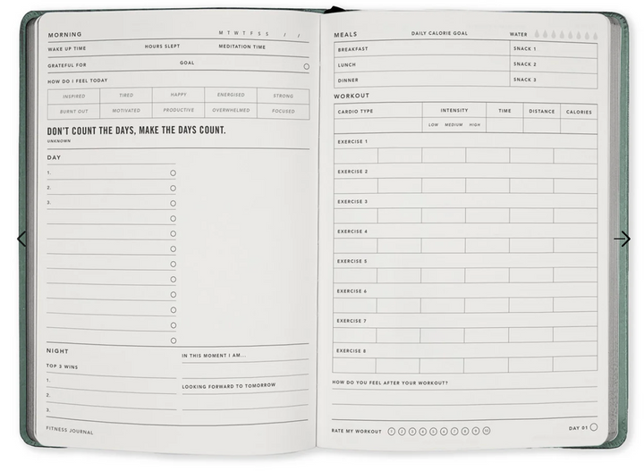 MiGoals A5 Fitness Journal - Sea Green