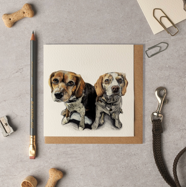 Olivia Bell Card - Millie & Luna Beagle Sisters