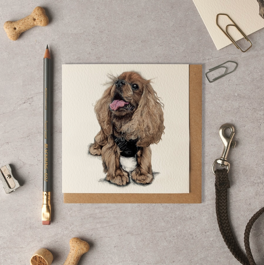 Olivia Bell Card - Flash King Charles Spaniel