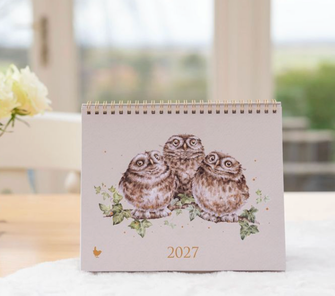 Wrendale Designs 2027 Desk Calendar - Owls & Ducks