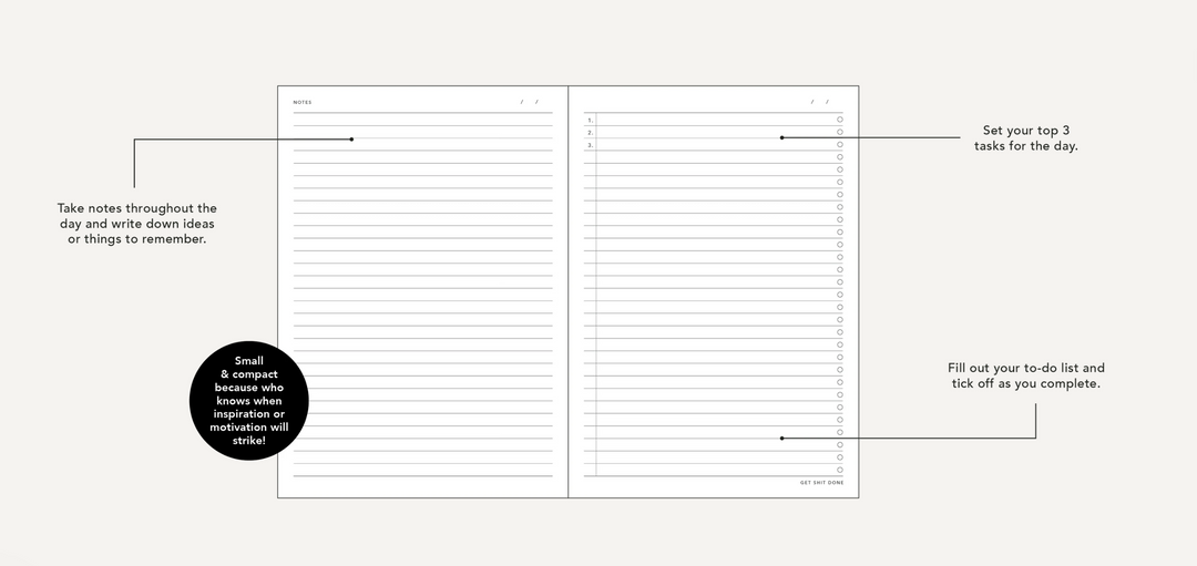 MiGoals A5 Get Shit Done l Notebook, Soft Cover - Just Peachy