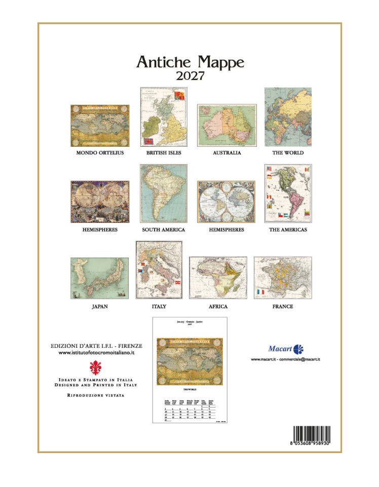 IFI 2027 Art Calendar - Medium - Antiche Mappe