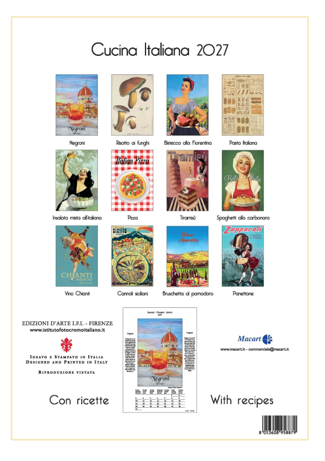 IFI 2027 Art Calendar - Medium - Cucina Italiana