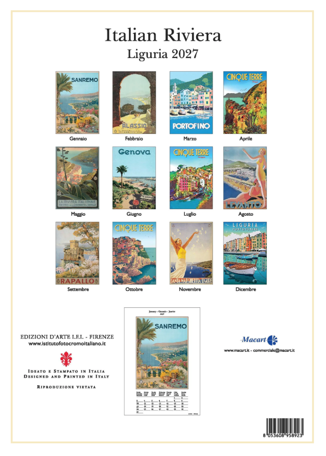 IFI 2027 Art Calendar - Medium - Italian Riviera
