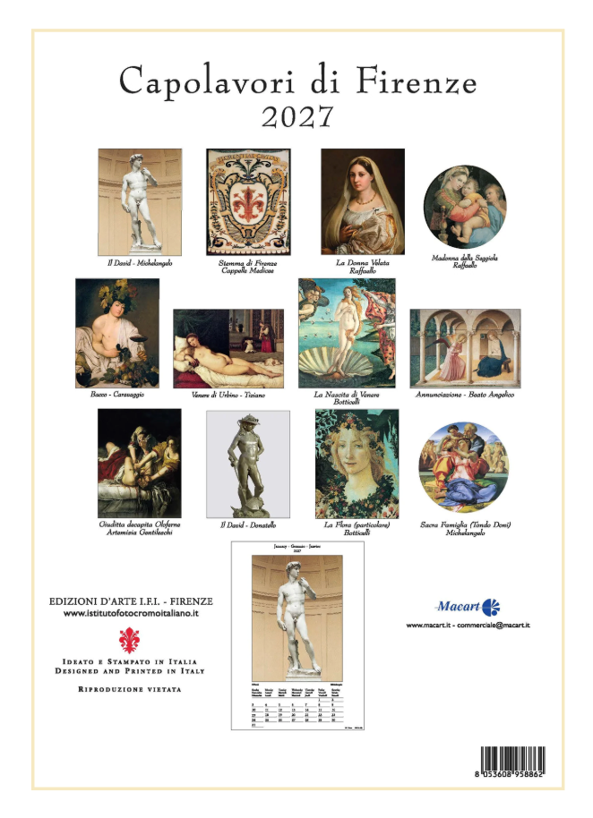 IFI 2027 Art Calendar - Medium - Capolavori di Firenze