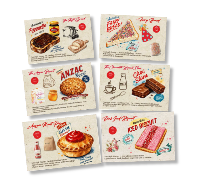 Willow & Leaf - Retro Australian Food Postcard Set