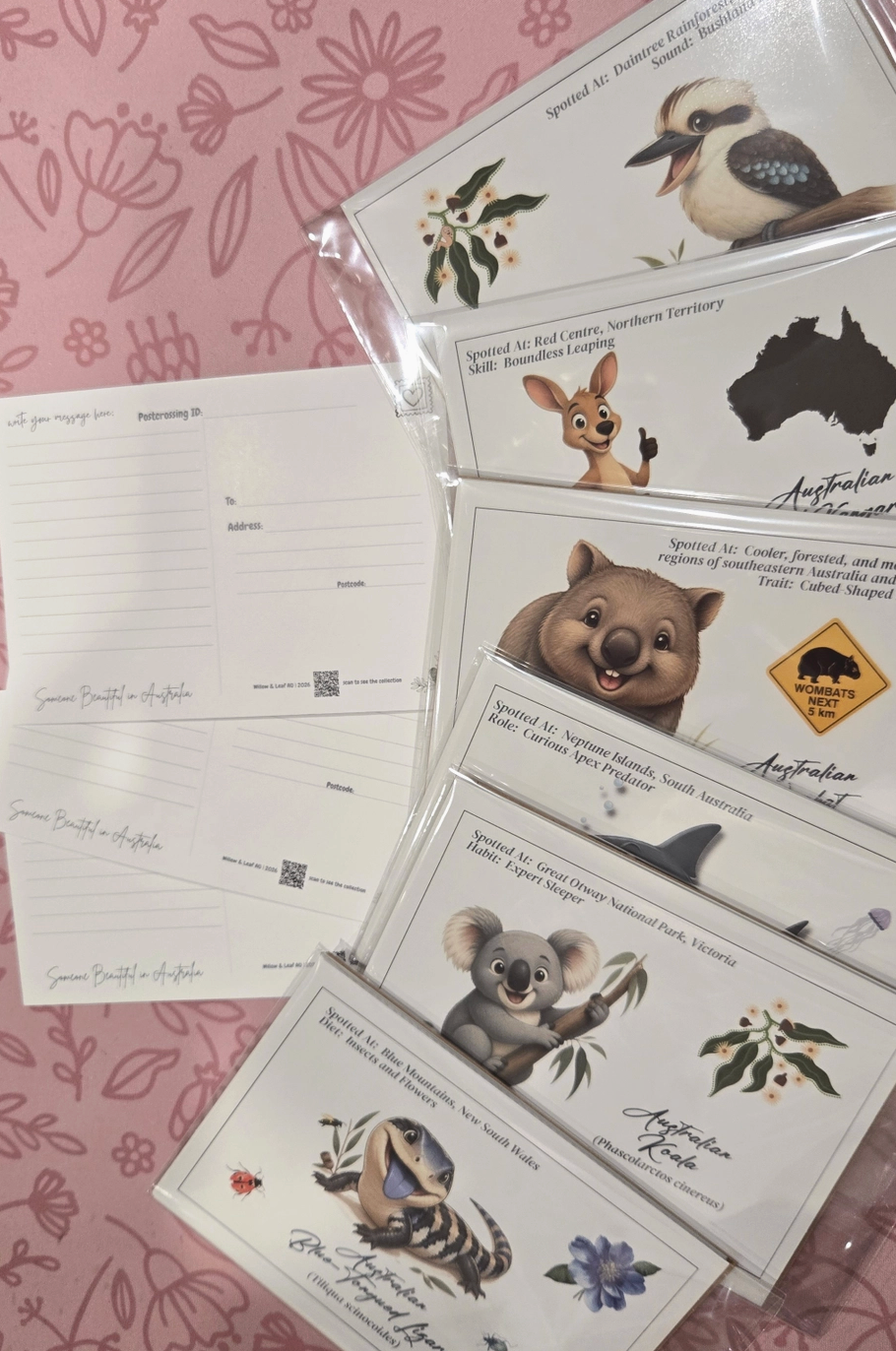 Willow & Leaf - Australia Wildlife Postcard Set