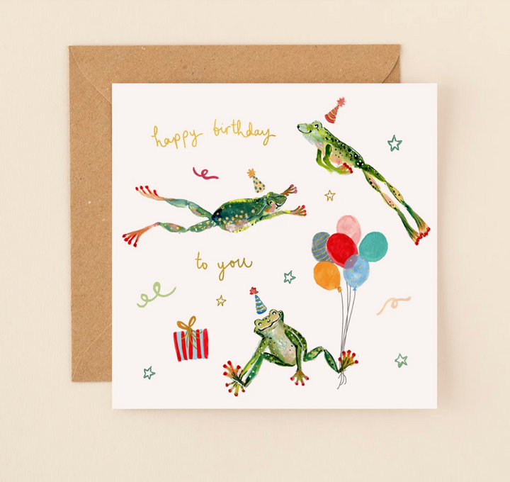 Louise Mulgrew Designs Card - Jumping Frogs