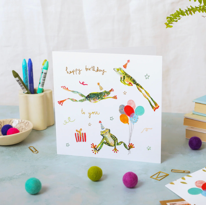 Louise Mulgrew Designs Card - Jumping Frogs