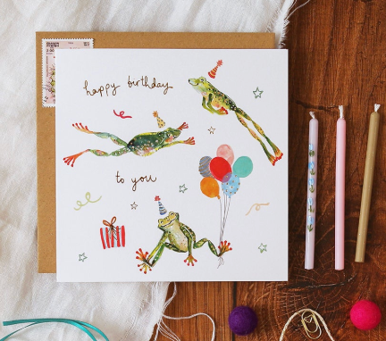 Louise Mulgrew Designs Card - Jumping Frogs