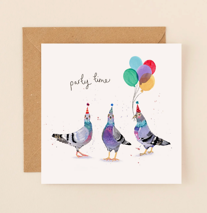 Louise Mulgrew Card - Pigeons Party Time
