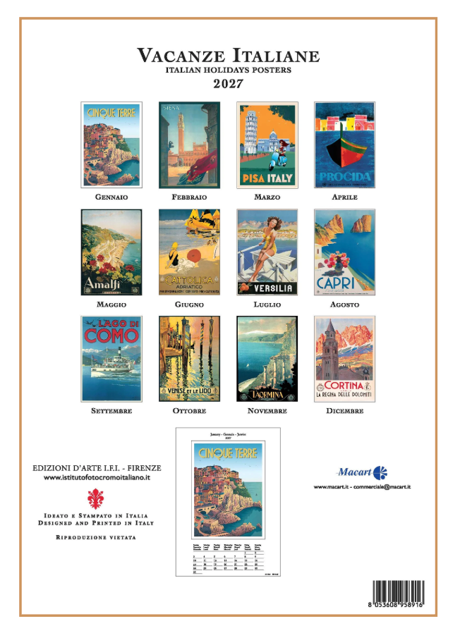 IFI 2027 Art Calendar - Medium - Vacanze Italiane