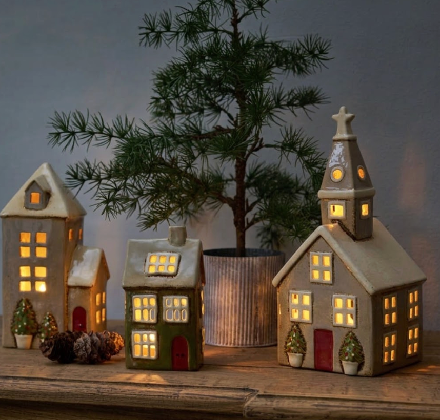 Alsace Tea Light House - Christmas Green