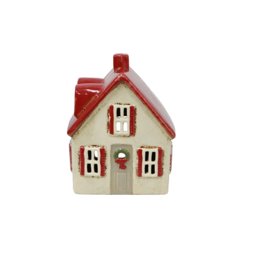 Alsace Tea Light Cottage Cream with Shutters