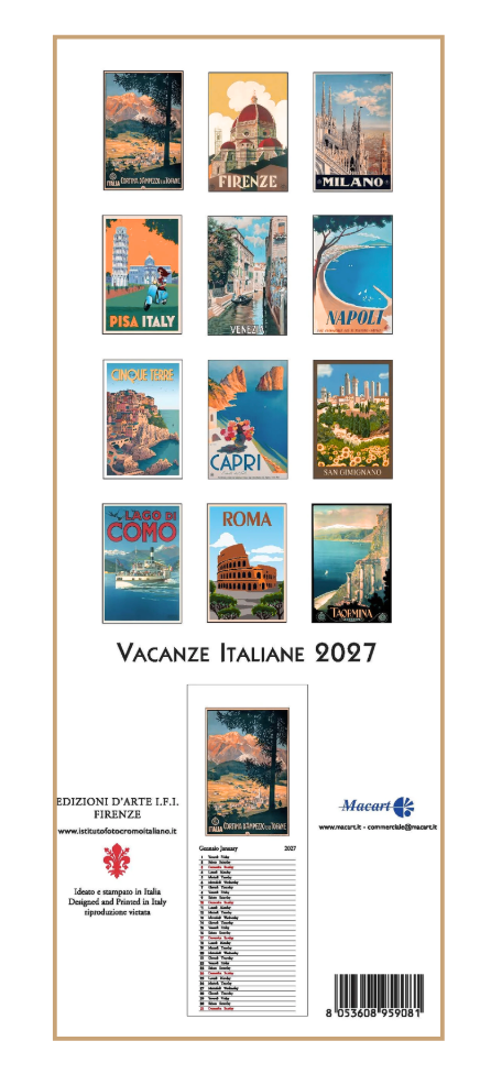IFI 2027 Slim Calendar - Vacanze Italiane