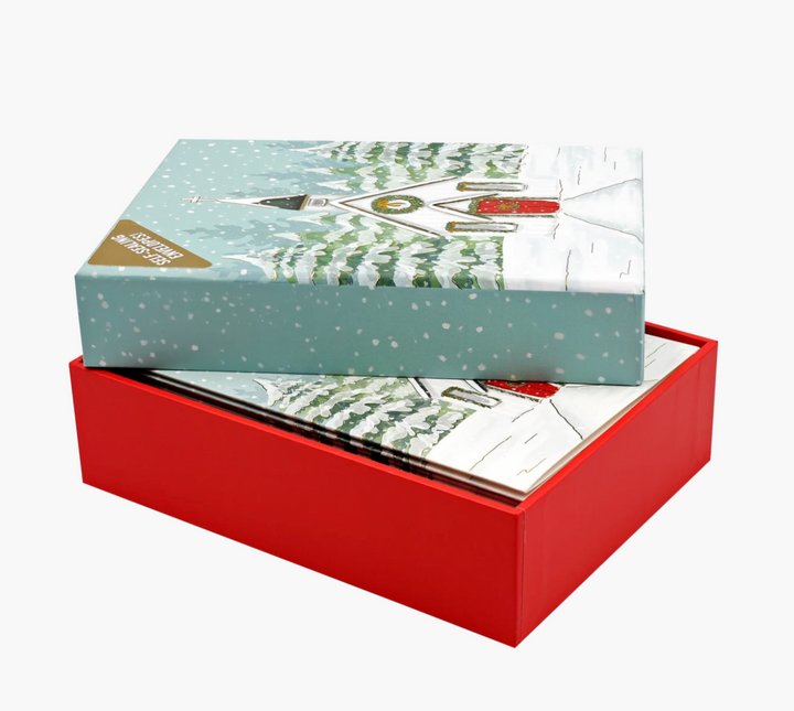 Small Boxed Christmas Cards - Church In Snowfall